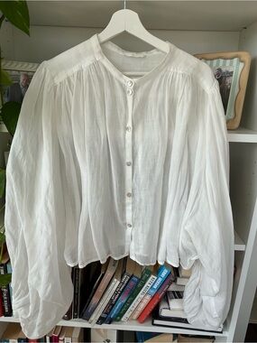 H&M Bat-Wing Cropped Linen Top Size Large
